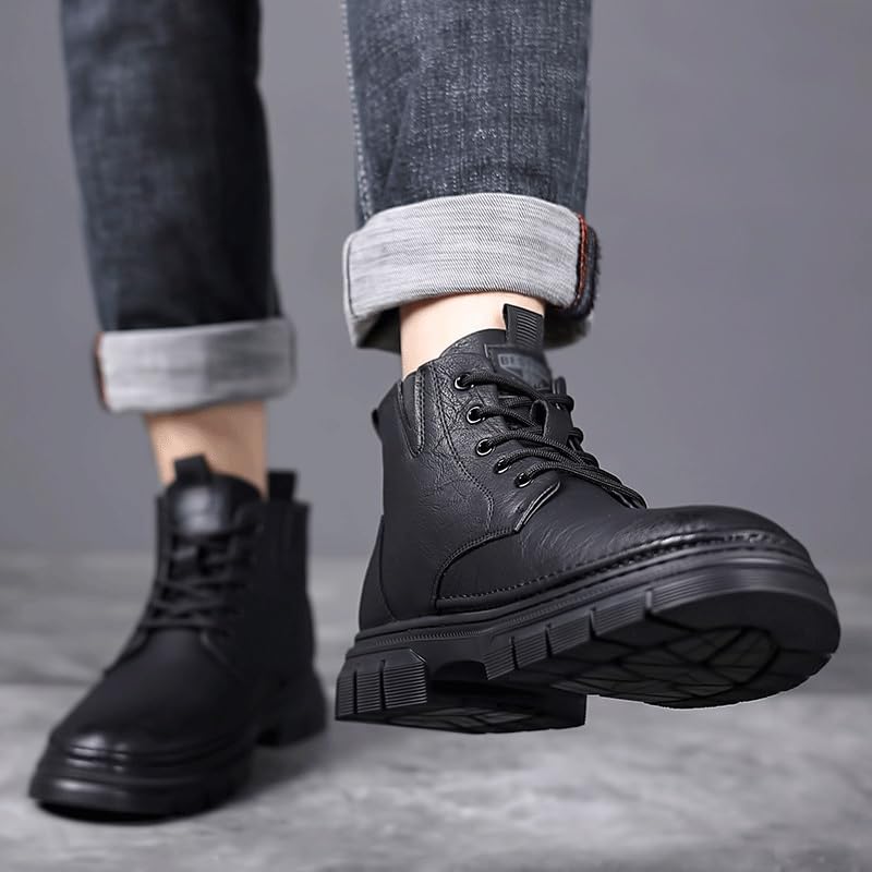 Winter Thick Sole Velvet Thickened High Top Shoes Men's Winter Boots Snow Casual Booties Lightweight Non-Slip Oxford Shoes for Men4
