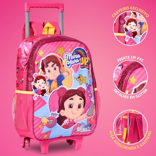 Mochila Rodinhas Maria Clara E Jp Irmãos Youtubers Infantil Bolsa De Costas Reforçada Rosa Original