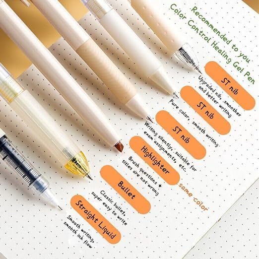 Image of SAMVARDHAN Pastel Gel Pens Highlighter Set, Aesthetic School Supplies 5PCS Retractable Blue Ink Pens with 1PCS Highlighter, 0.5mm Fine Points for School Writing Planner Marker (Green)
