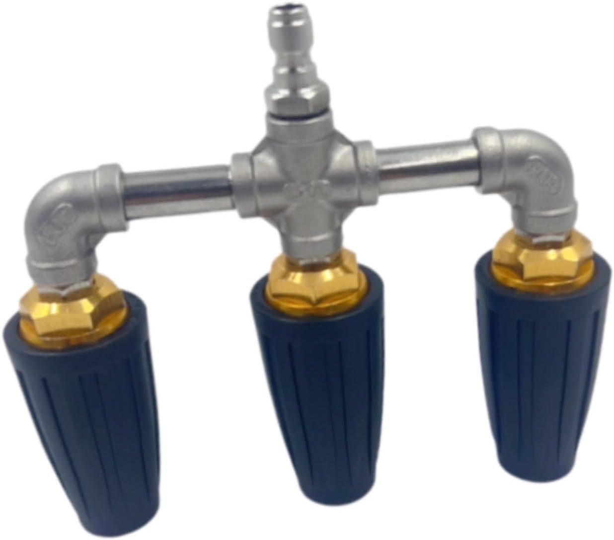 Triple Nozzle Pressure Washer Rotating Turbine Nozzle Attachment Power Washer Nozzle Tips for Garden Home Deck Wall Floor, Brass