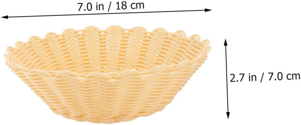 SHOWERORO 2pcs Woven Bread Basket Round Decorative Storage Baskets for Fruits and Breads Stylish Kitchen Organization Bins for Home Dining and Entertaining image 2