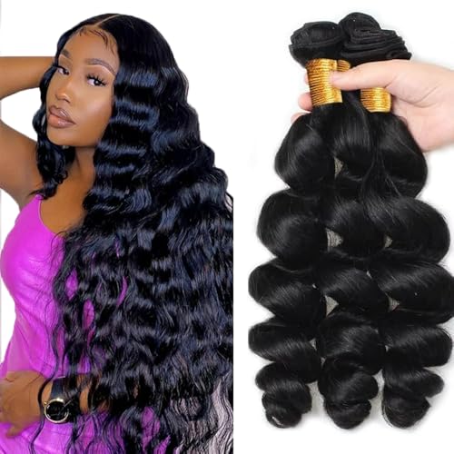 #1B Human Hair Bundles Loose Deep Wave Bundles 28 30