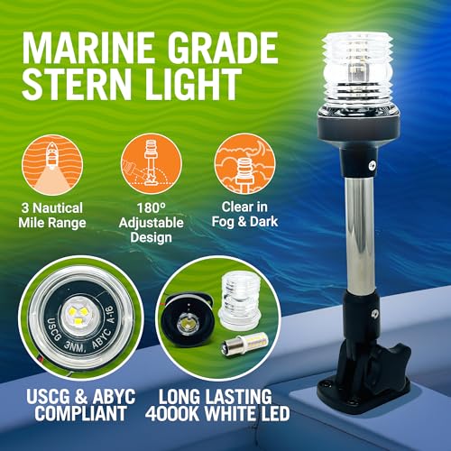 Image of Boat Anchor Light, 9.5 inch LED Stern Light, USCG Tested Fold-Down Waterproof