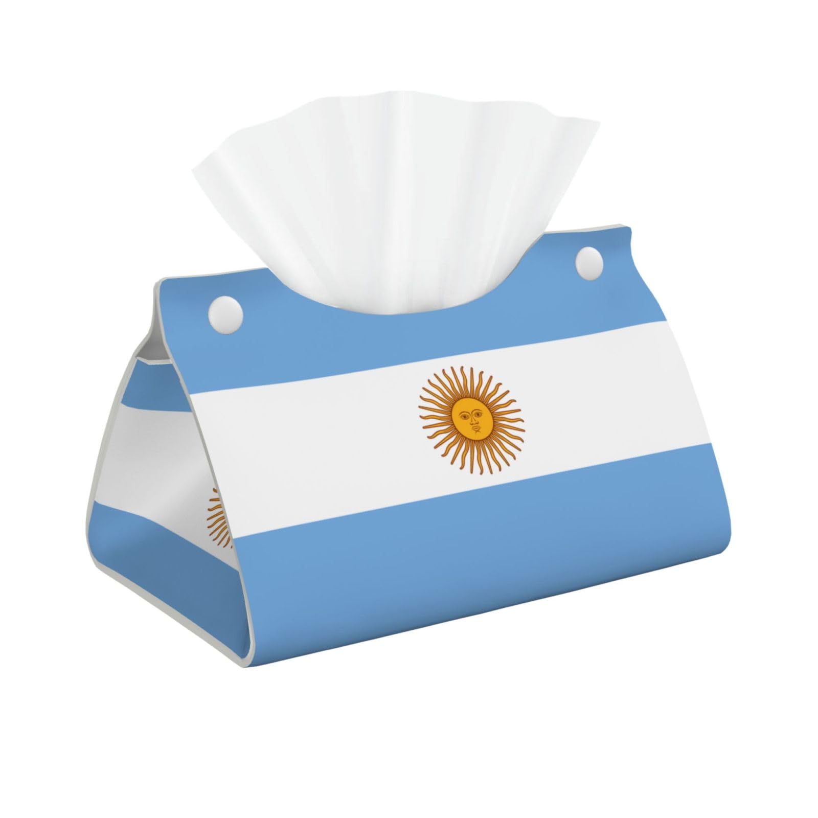 Argentine flag Long Leather Tissue Box Cover-Waterproof PU Leather Tissue Holder for Bathroom, Decorative Rectangular Tissue Case