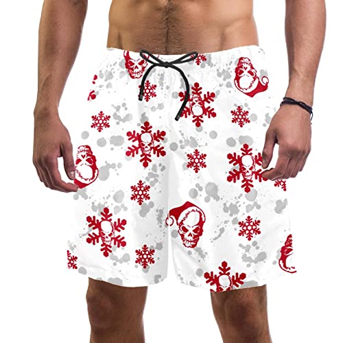 Maillots de bain hommes anti-irritation short de plage imprimé crânes rouges