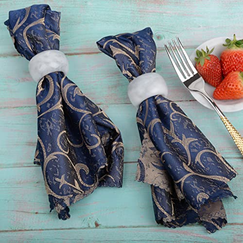 Aisiming Napkin Rings,Marble Napkin Holder For Table Decorations,This Delicate Stone Napkin Ring Is More Suitable For Small Parties,Family Dinners,4 Sets (White Gray) #TOP3
