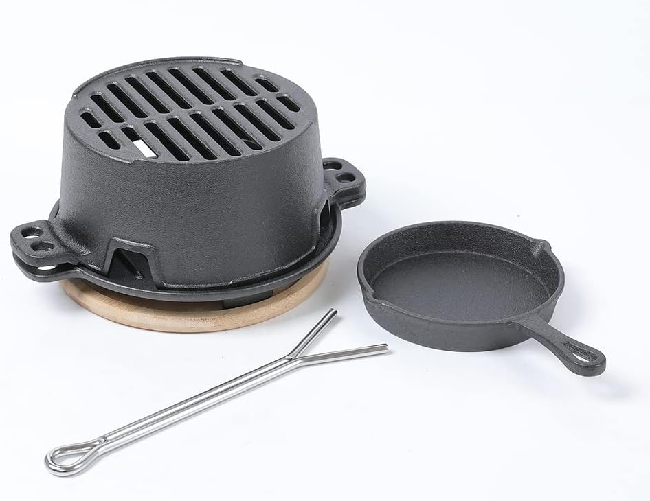 Parrilla Hibachi pre-sazonada, parrilla de carbón para acampar al aire libre, barbacoa, cocinar..