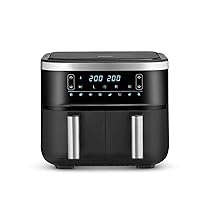 SEVERIN FR 2453 Friggitrice ad aria calda con 2 cestelli, temperature regolabili separatamente da 80° a 200° C, capacità totale 7,6 L, 8 programmi automatici, display touch