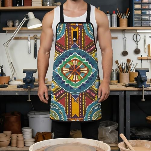 Delantal de trabajo con patrón textil estilo africano miniatura 4
