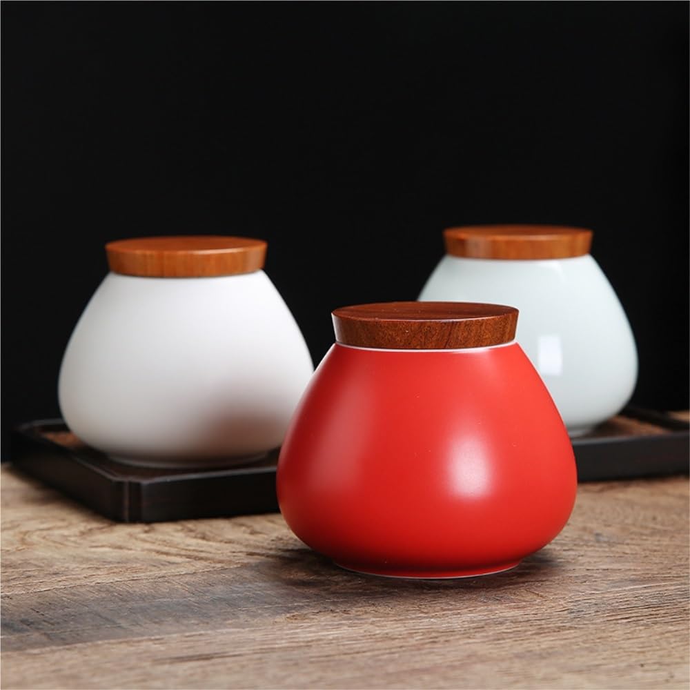 Pojemnik na herbatę w słoiku, vintage, mały, przenośny, ceramiczny, z uszczelnieniem, chiński, pojedynczy pojemnik na herbatę (B)