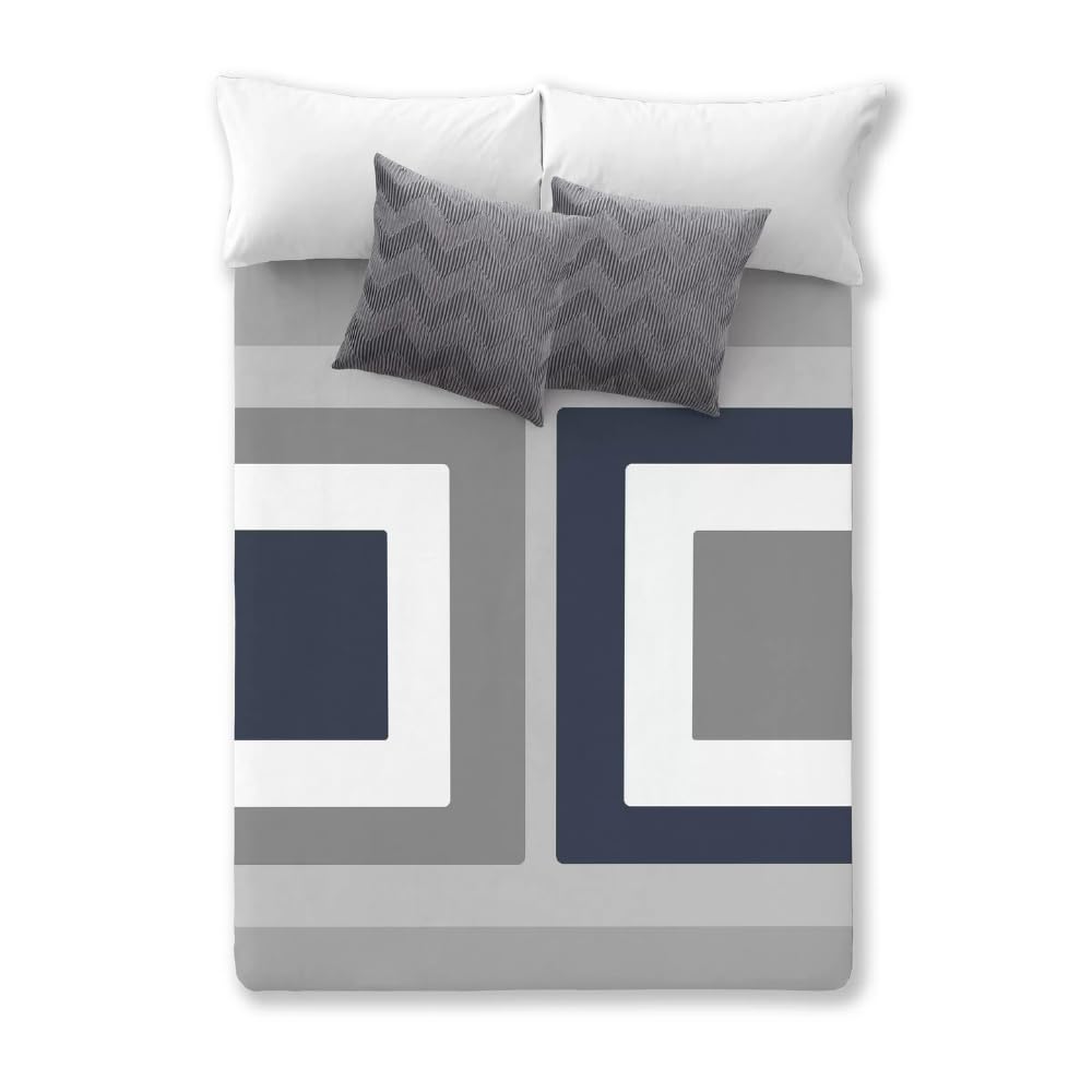 Manterol Manta VIP 584 Cuadros Azul y Gris de Terciopelo para Invierno. (Cama 180 (260 x 240 cm.))