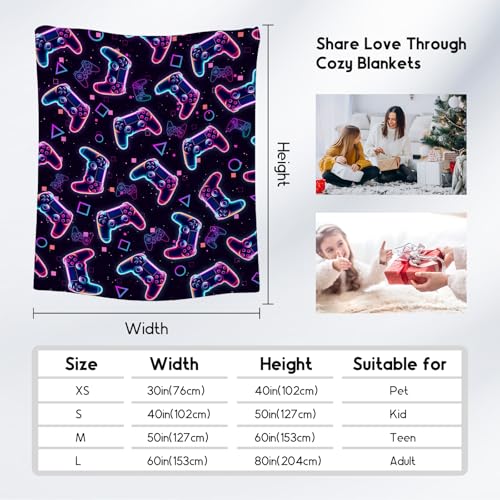 Gamer Blanket Gifts - Boys Blankets for Kids - 30x40 Inch Cozy Soft Cool Gaming Throw for Sofa