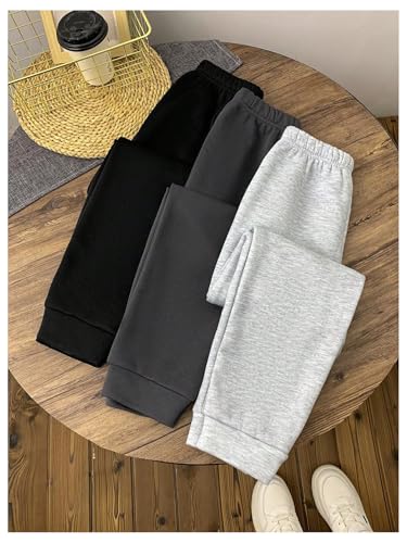 WDIRARA Boy's 3 Pack Letter Graphic Print Fleece Sweatpants Joggers Active Athletic Pants2