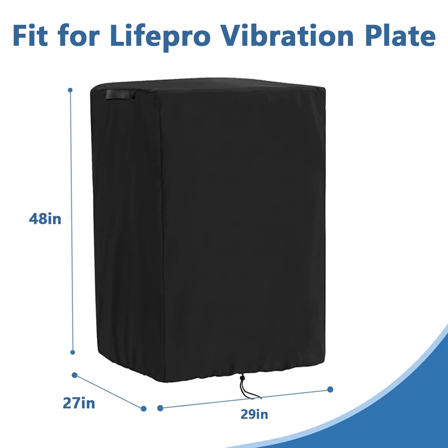Copertura per piastra vibrante Lifepro, copertura per piastra vibrante antipolvere, coulisse regolabile, resistente ai raggi UV e all'acqua, leggera, nera, 73,3 cm di lunghezza x 68 cm di