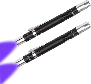 POCKETMAN UV LED Taschenlampe, tragbare 2-in-1 Taschenlampe mit weißem Licht und UV Stift förmige Beleuchtung, geeignet für Schwarzlicht Haustier Urin Erkennung Licht für Hunde, Katzen, Käfer (2 PCS)