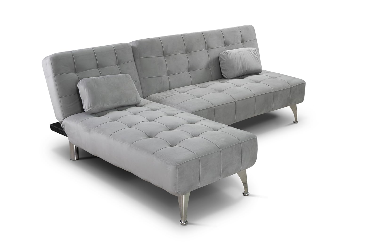 Sofá Cama AROA-XS - Multifuncional, Chaise Longue Reversible XS, 198x146cm - Compacto y Cómodo con Diseño Multifuncional (Gris Terciopelo)