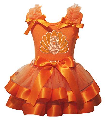Camiseta de Acción de Gracias turquía naranja falda de pétalos ropa festiva otoño para niñas