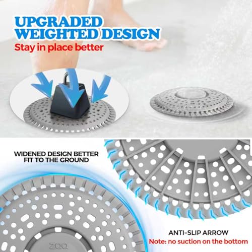 image for zaa Shower Drain Hair Catcher, 2 Pack Premium Silicone Drain Protector