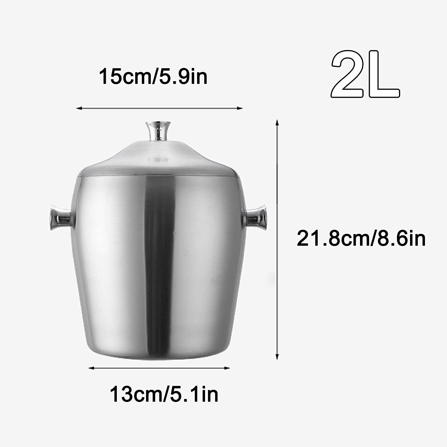 Ice Bucket,Ice Bucket with Lid and Ice Tongs,Ice Bucket, Stainless Steel Double Wall and Insulated Ice Buckets with Lid and Tongs, Great for