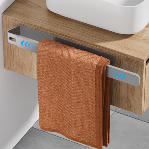 Porta Asciugamani Doppio 70 Cm: Adesivo O A Viti, Acciaio Inox Nero Con Ganci