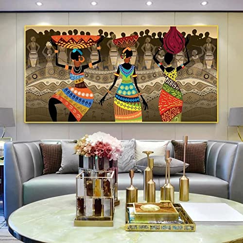 Art danse femme afrique sur toile de maître KEBIA affiche murale de collection 80x160cm
