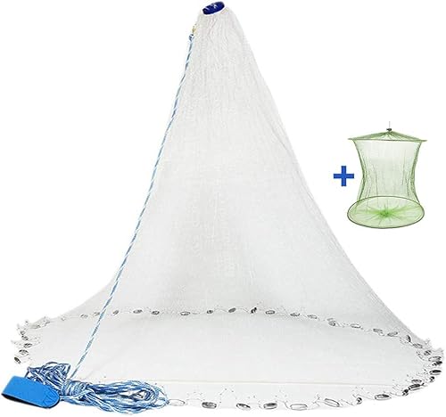 Yeahmart Red de pesca americana de agua salada para cebo trampa de peces de 3 pies/4 pies/5 pies/6 pies/7 pies/8 pies/9 pies/10 pies Redes de