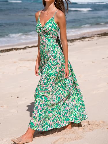 Image of CUPSHE Women's Maxi Dress Floral Print Twisted V Neck Sleeveless Long Dress Summer Casual Dress