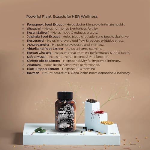 Image of Intimate Wellness Tablets for Women | Enhances Desire, Stamina & Mood | With Ashwagandha, Shatavari, Ginseng, Resveratrol, Kesar, Jaiphala & Other Plant Extracts |60 count (Pack of 2) Tablets