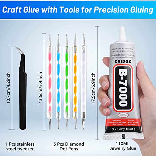 Cridoz CCG-01 B7000 Jewelry Glue Clear For Rhinestone, Cridoz 3.7 Fl Oz Craft Adhesive Glue thumb #2