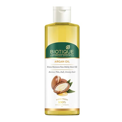 Biotique Argan Hair Oil from Morocco Non Sticky Hair Oil , 200 ml | Frizz – Free & Stonger Hair , Daily Nourishment | SLS & Paraben Free at Rs. 148