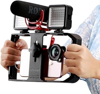 Ulanzi U Rig Pro Video Rig for iPhone, Phone Stabilizer Rig w Triple Cold Shoe Mount,Phone Tripod Mount for iPhone 11 Pro Max XS Max X 8 7 6 plus OnePlus 7 Pro Samsung Google Pixel Vlogging Filmmaking
