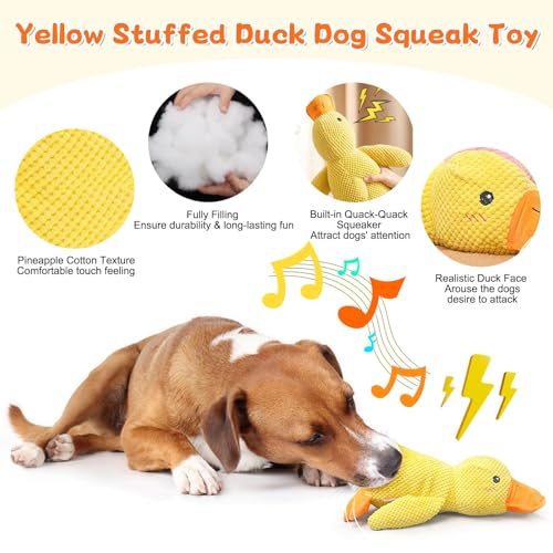Hshenjhu Kleine Gelbe Ente Hundespielzeug, Unzerstörbares Dog Spielzeug, Hundespielzeug Quietschend, Indestructible Dog Chew Toy, Dog Toys für Breeds, kleine, mittlere, große Hunde