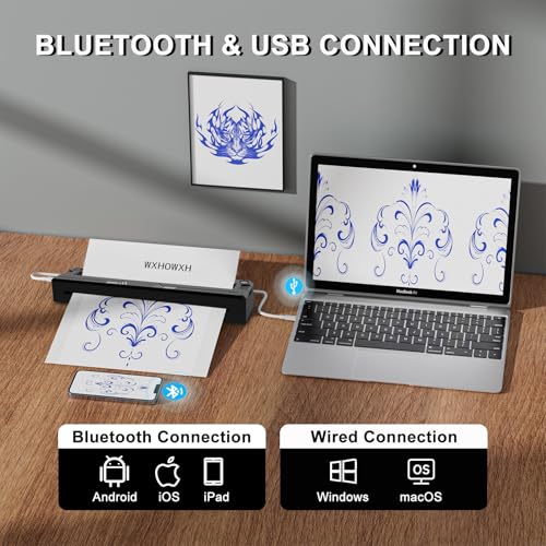 Image of Tattoo Stencil Printer,Tattoo Machine for Artists&Beginners,Without Transfer Paper,Portable Wireless Bluetooth Printer Compatible with Phone&PC