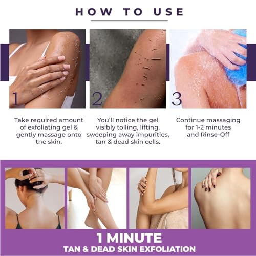 Image of Sanfe Kesar Instant Glow Exfoliating Gel | Visibly removes tan & brighten skin | AHA Exfoliation in Minutes | Smooth & Bright Skin | (Pack of 2) 200g