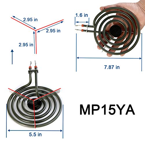 MP22YA Electric Range Burners Element Set (2pcs MP15YA 6\" & 2pcs MP21YA 8\") with 4pcs 330031 Receptacle Kit, Electric Stove Coil Burner for WhirlpooL Jenn-Air Maytag Kenmore MagicChef Admiral Stove