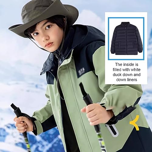 Three-in-One Jacket, Warm Hooded Parka, Children's Outdoor Down Jacket3