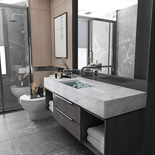 Image of BAYYA Extra Wide Marble Granite Peel and Stick Wallpaper Ivory White