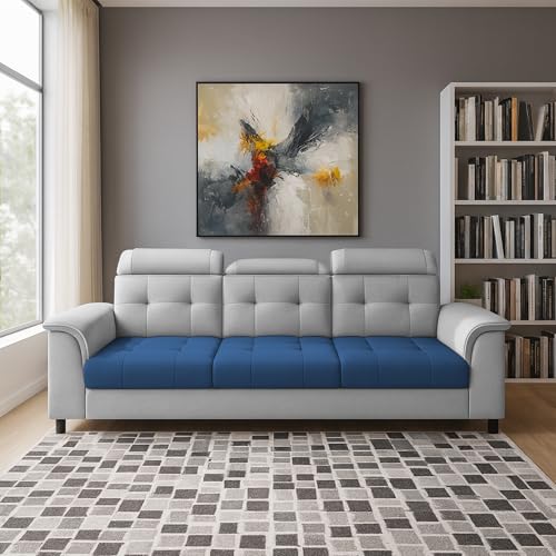 Image of Casaliving Ella 3 Seater Sofa Set for Living Room (Blue Grey Colour Fabric) Premium Fabric Sofa