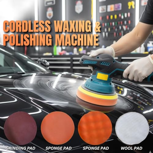 Image of STARQ Cordless Polisher Polishing Machine for Car , 12V Cordless, 8 Speed Setting, Variable Speed Control, 2800-5800 RPM, 3500mAh Rechargeable 2 Batteries, Car Polish Machine