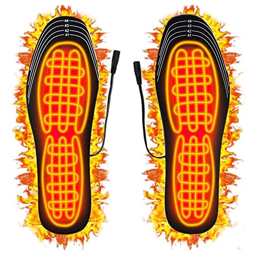 Heated Insoles, USB Rechargeable Heated Shoes Pad (Size 8-12/41-45), DIY Customizable Electric Heated Insoles for Outdoor | Camping | Skiing | Hunting, Winter Insole Foot Warmers for Men and WOM