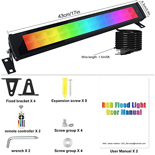 2 Pack 50W Rgb Wall Washer Light, Indmird Stage Wash Light Bar, Rgb Light Bar, Warm 3000K & 16 Million Colors&Timing& Music Sync, For Commercial Lighting, Birthday Party, Garden Lighting, Wall Display #TOP5