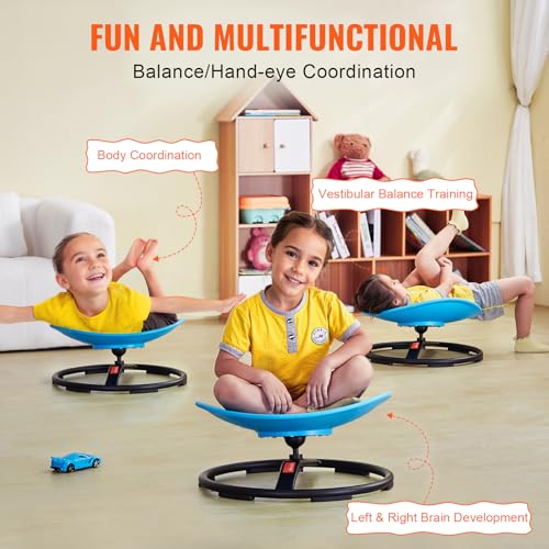 Image of VEVOR Kids Swivel Chair, 220 LBS Capacity, Sensory Spinning Chair, Autistic Kids Sensory Toy with Non-Slip Metal Base, Toddler Sit and Spin for Coordination Balance Focus Training Blue