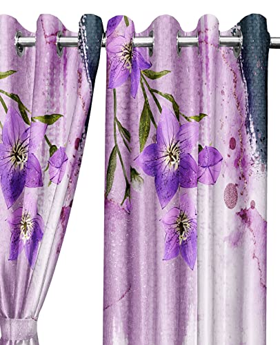 Image of Lush Decor Polyester Floral Grommet Window Curtain, 5 Feet, Lavender, Pack of 2