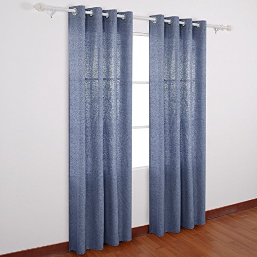 Image of Deconovo Grommet Curtains Recycled Cotton Curtains for Boys 52 W x 95 L Royal Blue2 Panels