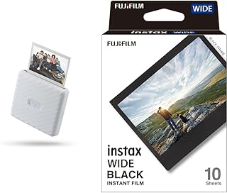 instax Link Wide Impresora para teléfonos, Color Blanco Ceniza & Fujifilm, película Wide Coon Borde Negro