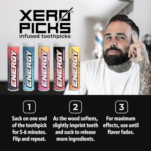 Image of Xero Picks Energy Infused Flavored Toothpicks with Caffeine, B12, and B6 (Limited Edition Variety, 5 Pack), Varieties