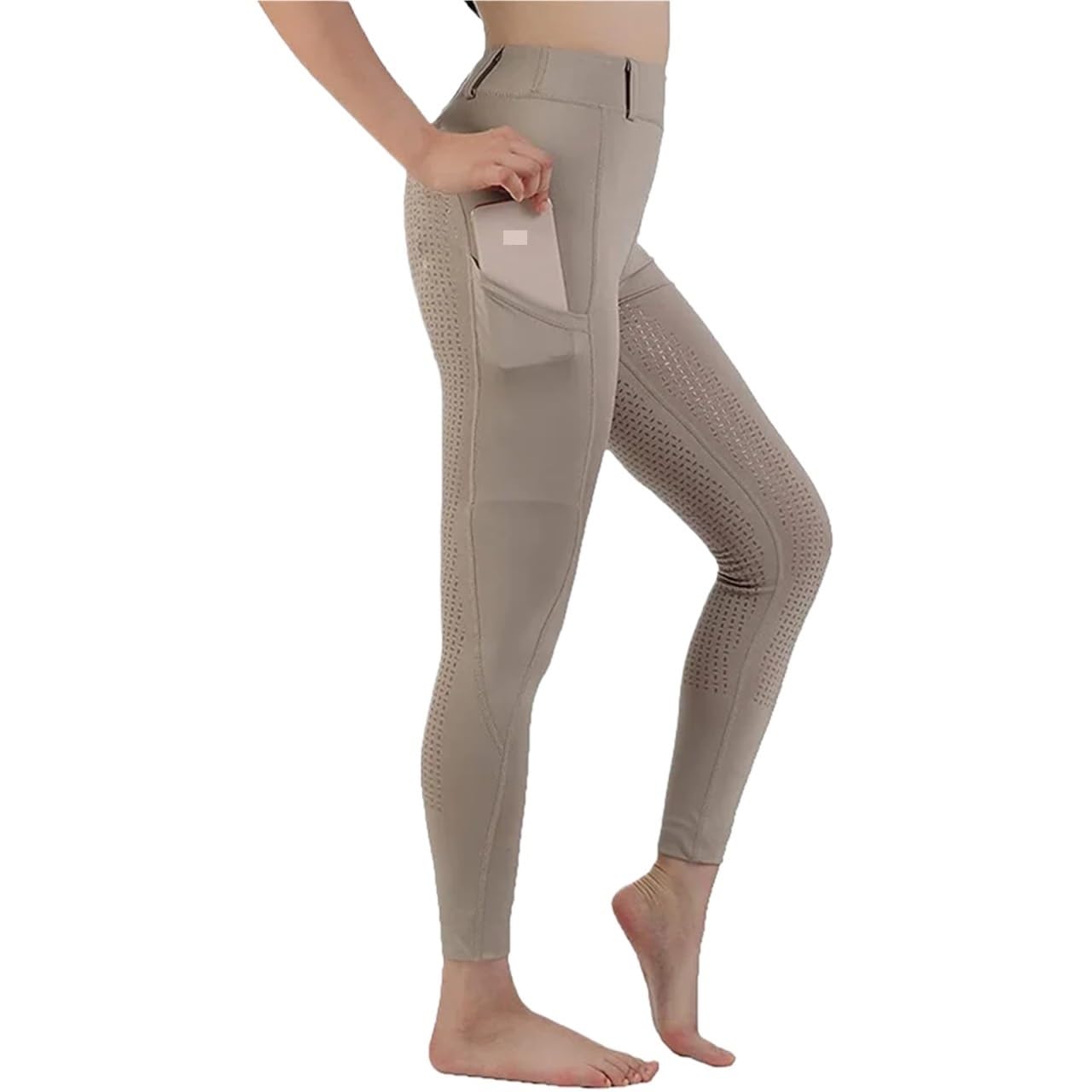 Pantaloni da Equitazione in Silicone con Seduta Completa, Anti-Pilling, Donna, Abbigliamento per Equitazione