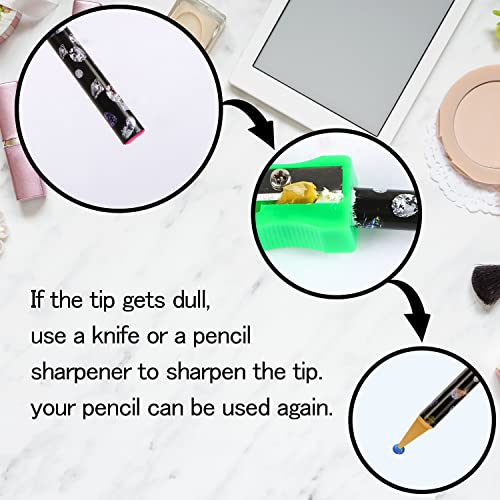 Benospace 9 Pcs Diamond Painting Pen Rhinestone Picker Pencil Set Self Adhesive Nail Dotting Wax Pen With Pencil Sharpener Resin Point Drill Pens 5D Crystal Gem Pick Up Tools Diy Nail Art Accessories #TOP2