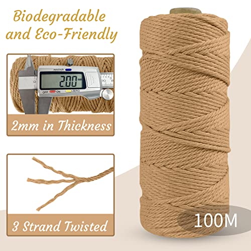 LEREATI Macrame Cord 2mm x 100m, Thick Macrame Rope Natural Cotton Rope Craft String - Image 3