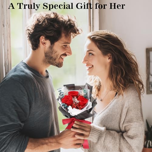 Image of Flowers for Delivery Prime, Preserved Roses Flower Gifts for Women, Flower Bouquet Gifts for Her, Mom Birthday Gifts from Daughter, Valentines Flowers, Real Roses, Red Roses